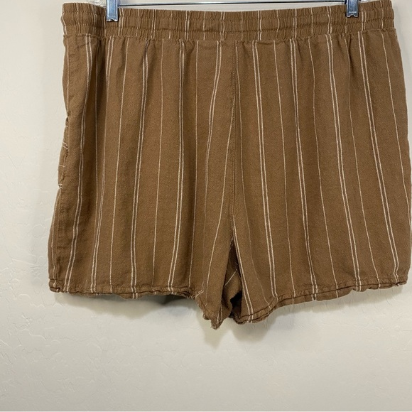 TIME AND TRU Linen Blend Shorts Pockets 4” Brown Stripe Plus Size XXL 20 - Picture 7 of 9